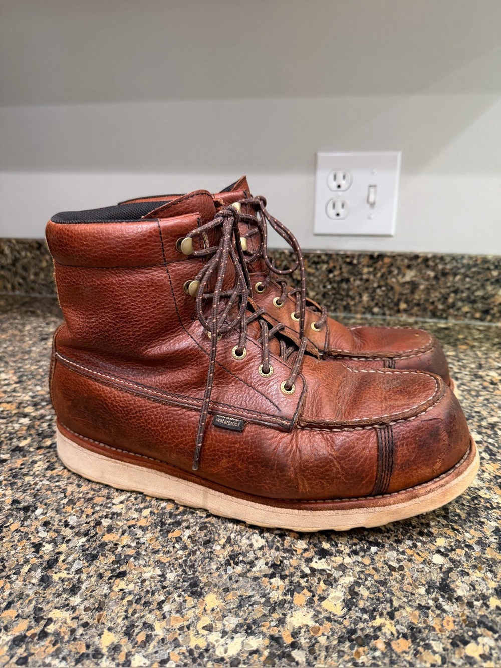 Irish setter wingshooter Brown Leather Men’s Moc Toe Work Boots 10.5